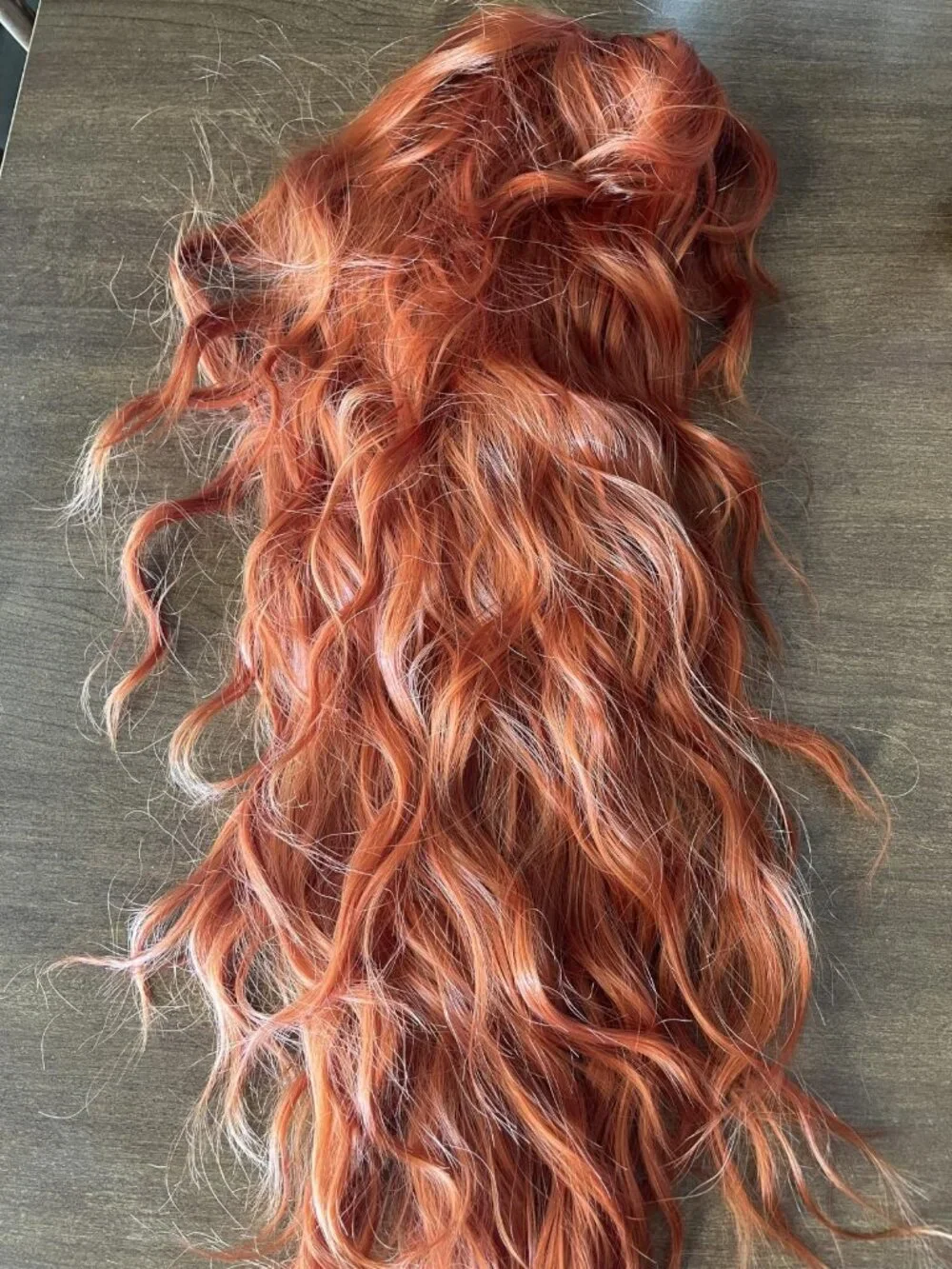 Women's Red Auburn 26in Long Wavy Wig Curtain Bangs Middle Part Soft Synthetic